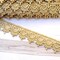1 Yard 1.5 Inch Wide Metallic Gold Narrow Heart Shape Venice Lace Trim
